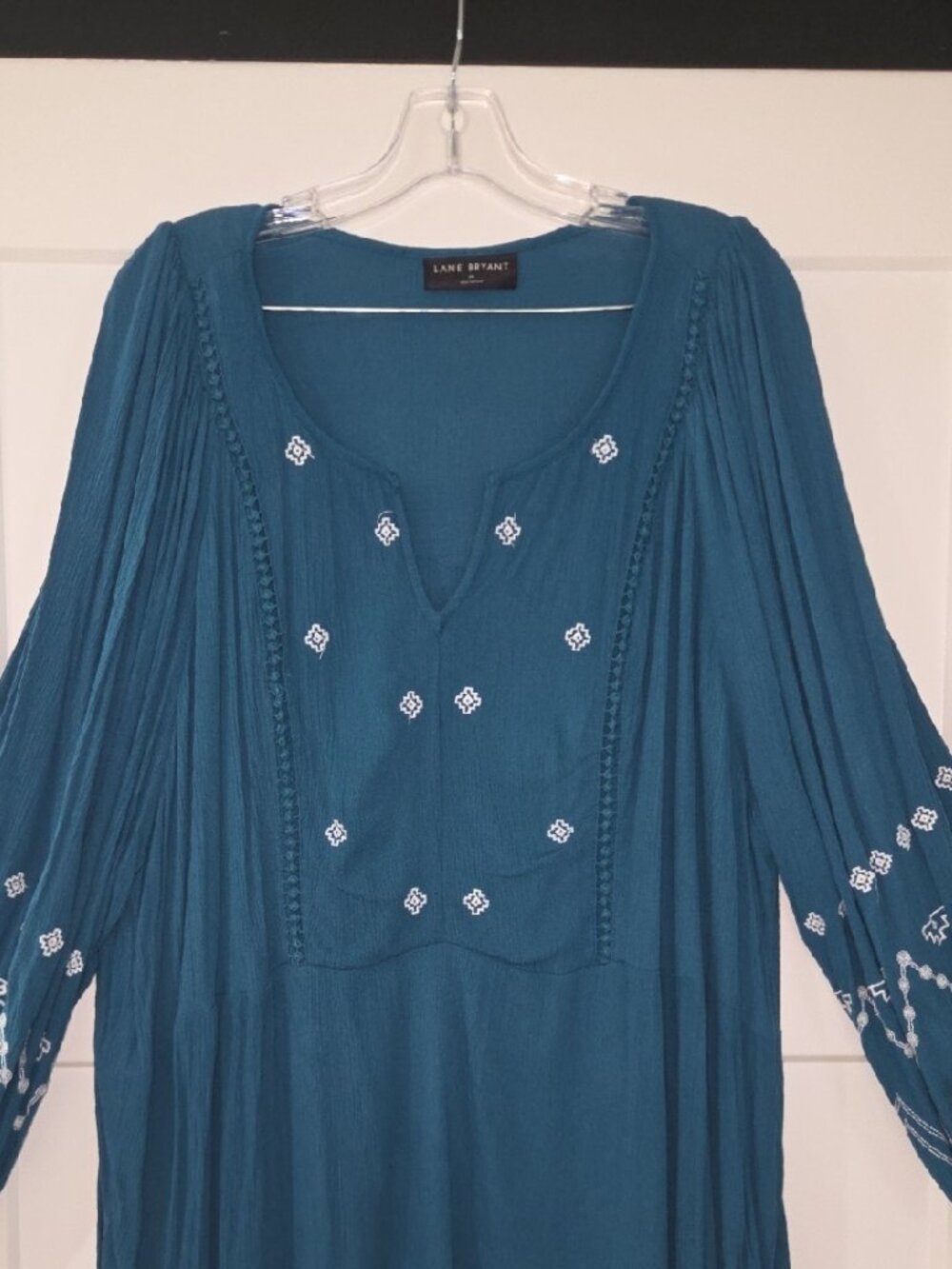 LANE BRYANT TEAL LONG SLEEVE BOHEMIAN STYLE SHIRT Sz 26